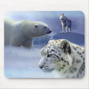Hund, Polar-Bär und Schneeleopard Mousepad