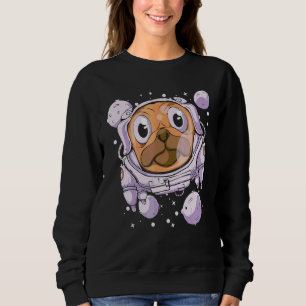 Hund Pug Astronaut Weltraum Haustier Grafik Sweatshirt