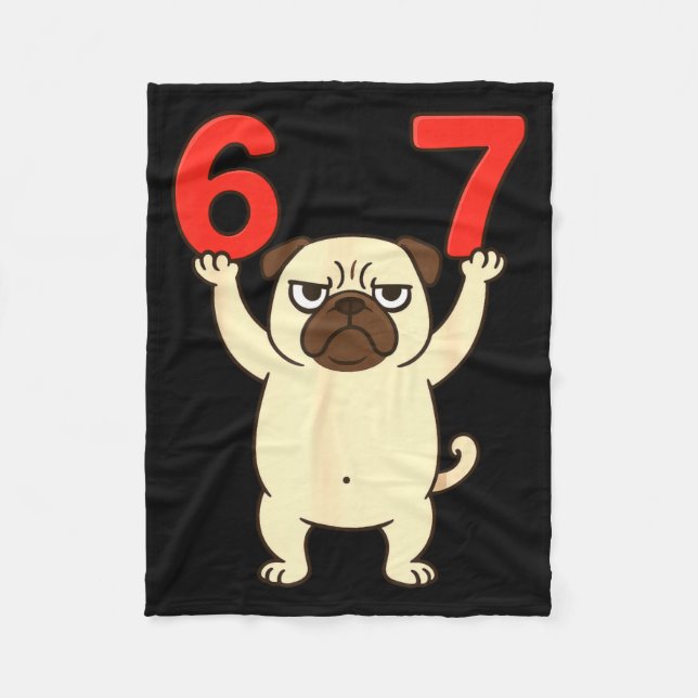 Hund Pug Lustig 67 Meme Sechs Sieben  Fleecedecke (Vorderseite)