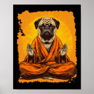 Hund Pug Meditation Yoga Poster