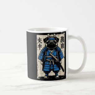 Hund Pug Samurai Lustige Japanische Krieger Kunst Kaffeetasse