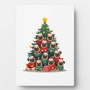 Hund Pugs Weihnachtsbaum Süß Xmas (2) Fotoplatte