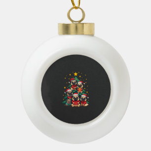 Hund Pugs Weihnachtsbaum Süß Xmas (3) Keramik Kugel-Ornament