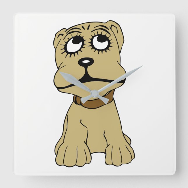 Hund Quadratische Wanduhr (Vorderseite)
