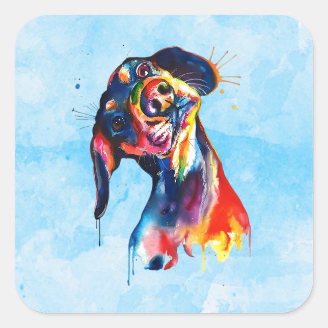 Hund Quadratischer Aufkleber (Vorderseite)