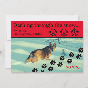 Hund rast durch den Schnee - Weihnachtskarte Feiertagskarte