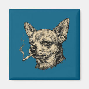 Hund raucht Zigarette Chihuahua Meme Illustration Magnet