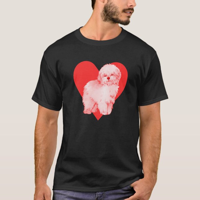 Hund Red Heart Bichon Frise T-Shirt (Vorderseite)
