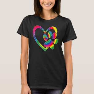 Hund-Rescue-Katze Paw Herz Print Gefärbte Krawatte T-Shirt
