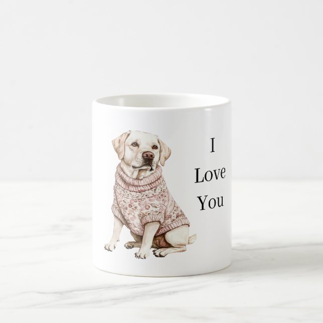 Hund Rosa Blumen Pullover Ich Liebe Dich (Welpenli Kaffeetasse (Mittel)