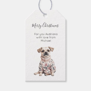 Hund Rosa Floral Weihnachten  Geschenkanhänger