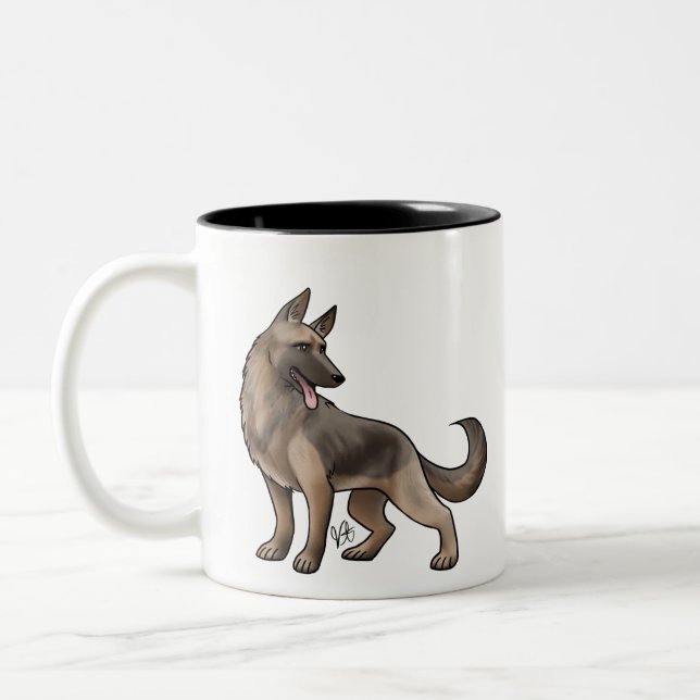 Hund Saddle Brown und Schwarz Zweifarbige Tasse (Links)