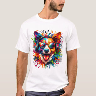 Hund schlägt bunt T-Shirt