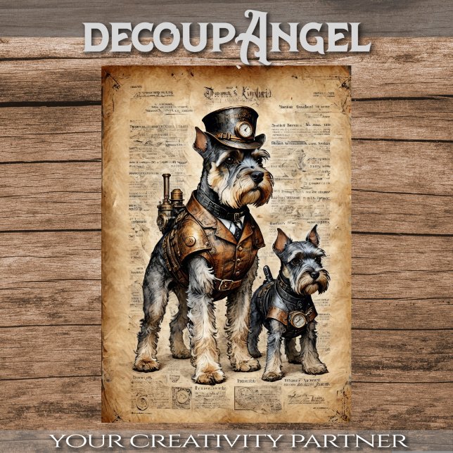 Hund Schnautzer Explorers Ephemera Decoupage (Von Creator hochgeladen)