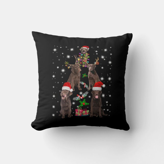 Hund| Schokolade Labrador Weihnachtsbaum Kissen (Vorderseite)