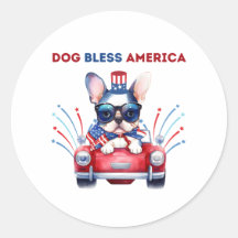 Hund segne Amerika auf dem Aufkleber