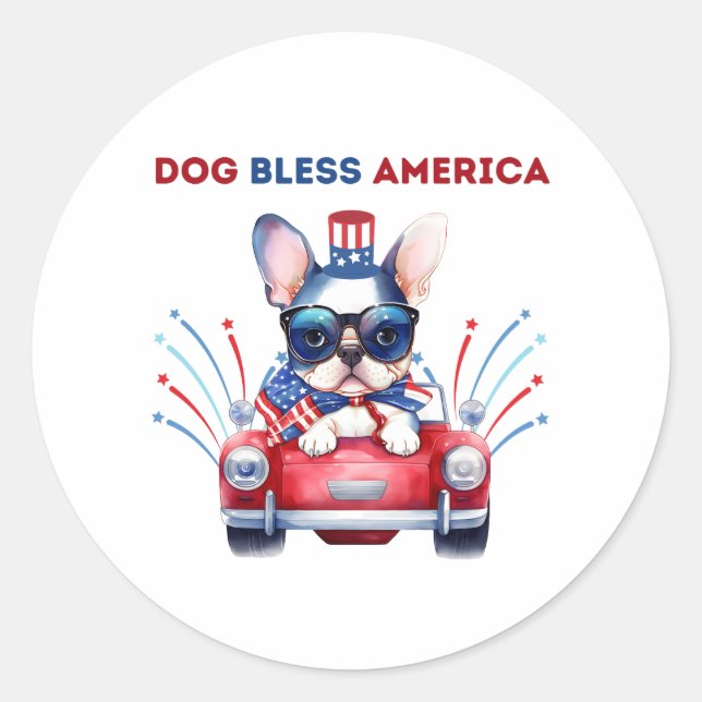 Hund segne Amerika auf dem Aufkleber (Vorderseite)
