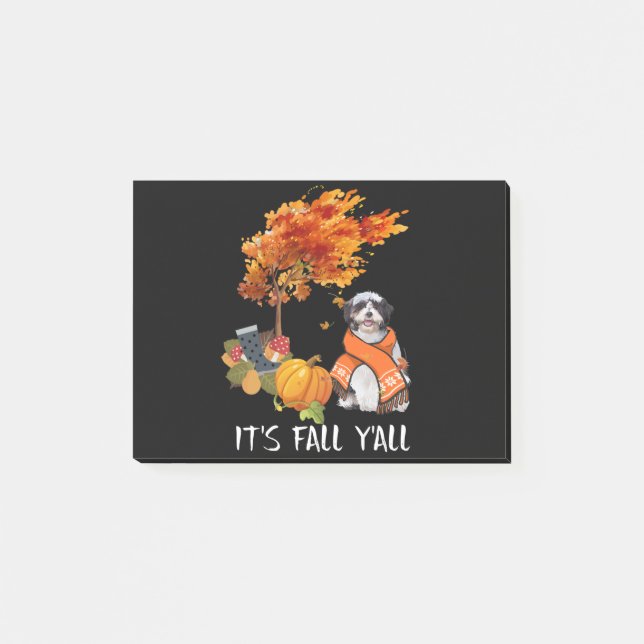 Hund| Shih Tzu is Fall Yall Post-it Klebezettel (Vorderseite)