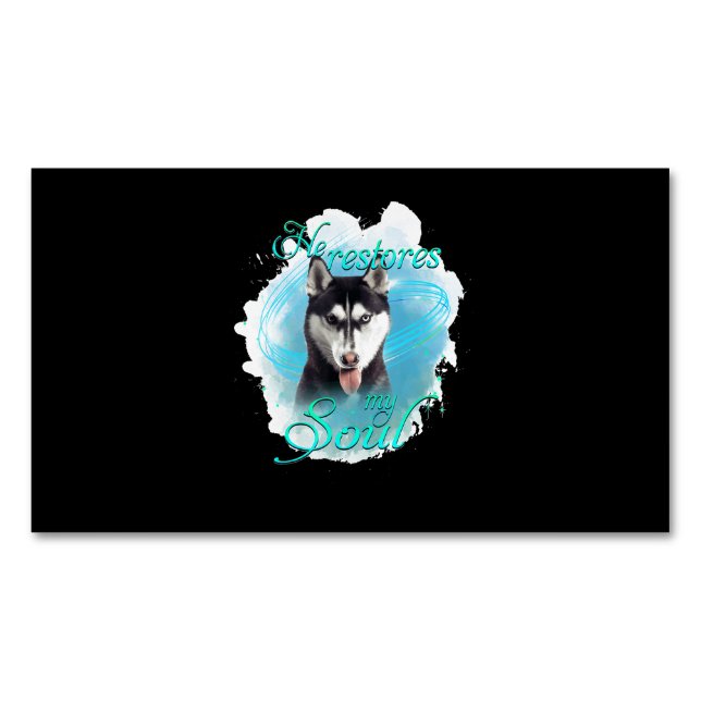 Hund | Sibirischer Husky-Hund restauriert mein Sou Magnetische Visitenkarte (Vorderseite)