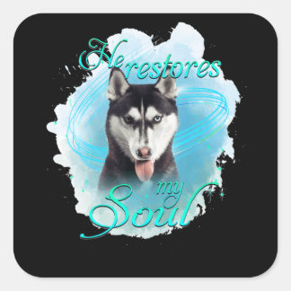 Hund | Sibirischer Husky-Hund restauriert mein Sou Quadratischer Aufkleber