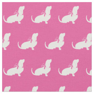 Hund-Silhouette im Basset Pet Pink Stoff