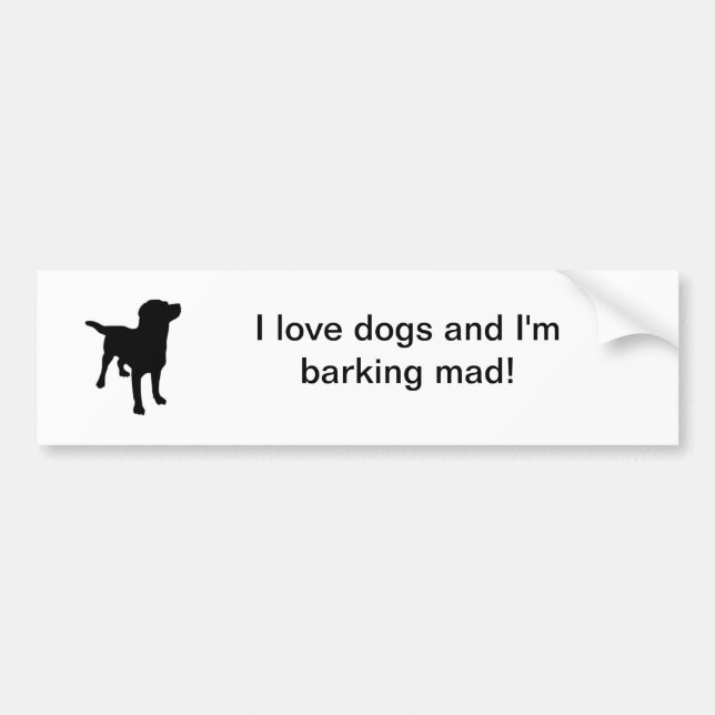 Hund-Silhouette-md, i-Liebehunde und ich bellen… Autoaufkleber (Vorne)