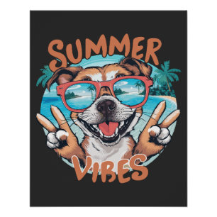 Hund Sommer Stimmung mit Ozean Urlaub Gefühl Poster