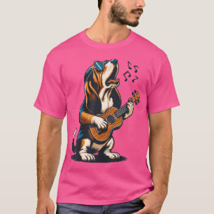 Hund spielen Gitarre singen Basset Hound Funny T-Shirt
