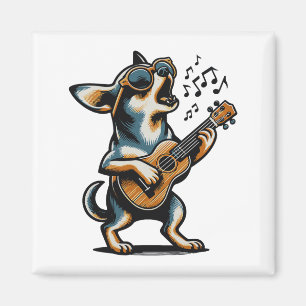 Hund spielt Gitarre singender Chihuahua Lustiger H Magnet