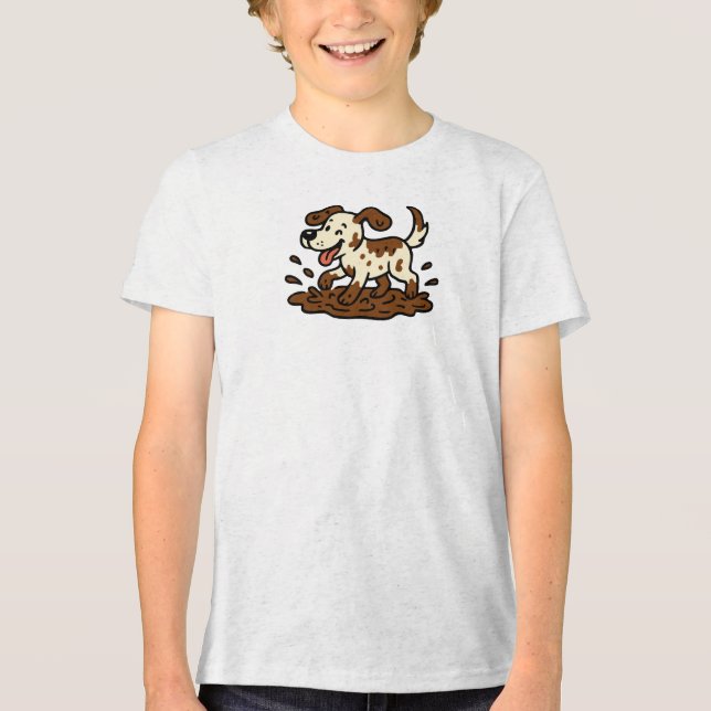Hund spielt im Schlamm Tri-Blend Shirt (Vorderseite)