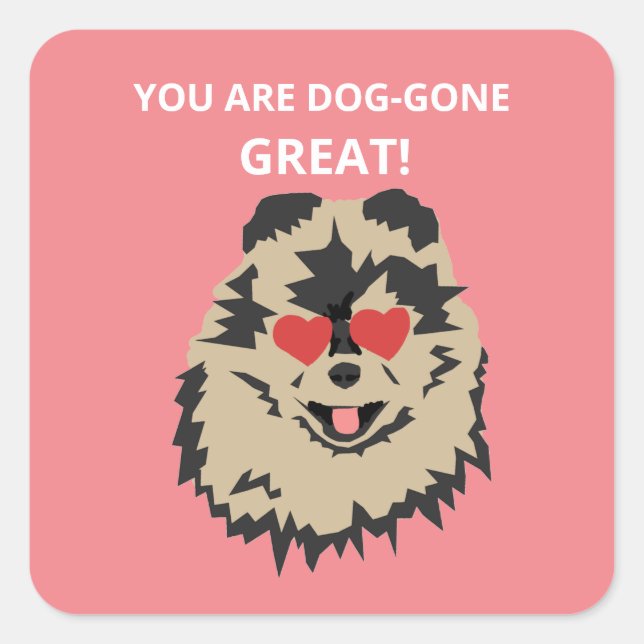 Hund Spitz Valentine Herz Quadratischer Aufkleber (Vorderseite)