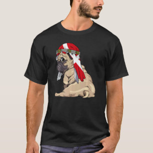 Hund Süßer Mops Retro Dänemark-Flagge Stolz T-Shirt