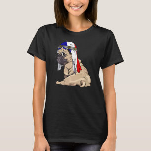 Hund Süßer Mops Retro Frankreich Flagge Stolz T-Shirt