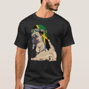 Hund süßer Mops Retro Jamaika-Flagge Stolz T-Shirt