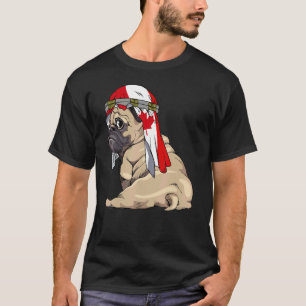 Hund Süßer Mops Retro Kanada Flagge Stolz T-Shirt