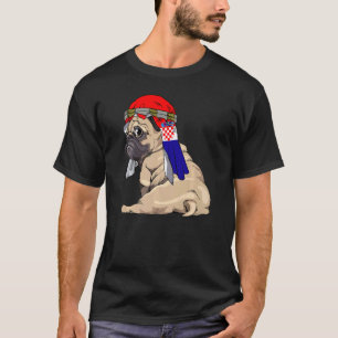 Hund Süßer Mops Retro Kroatien Flagge Stolz T-Shirt