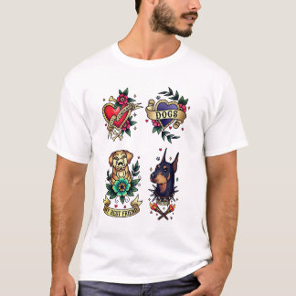 Hund Tattoo Style Loyal Begleiter T-Shirt