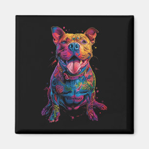Hund Tattoos Pitbuli Tattoooed farbenfrohe tattooi Magnet