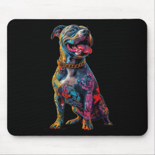 Hund Tattoos Pitbuli Tattoooed farbenfrohe tattooi Mousepad