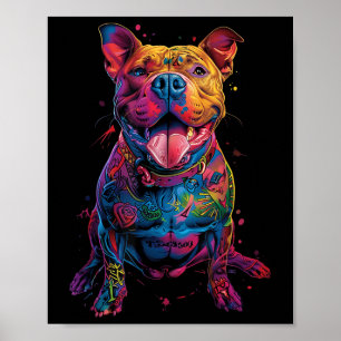 Hund Tattoos Pitbuli Tattoooed farbenfrohe tattooi Poster