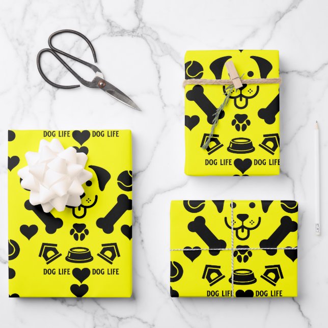 Hund Themed Geschenk Geschenkpapier Set (Vorderseite)