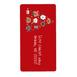 Hund Themed Red Christmas Return Label