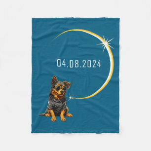 Hund Totale Sonnenfinsternis 2024 Totalität Lustig Fleecedecke