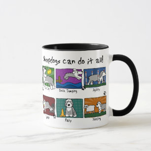 Hund trägt alten englischen Schäferhund zur Scha Tasse