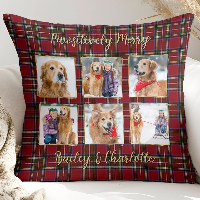 Hund über 6 Foto Personalisiert Karierte Weihnacht Kissen (Von Creator hochgeladen)