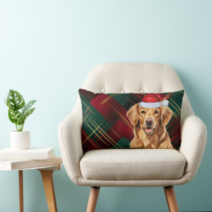 Hund über Weihnachten Golden Retriever Kariert Lendenkissen