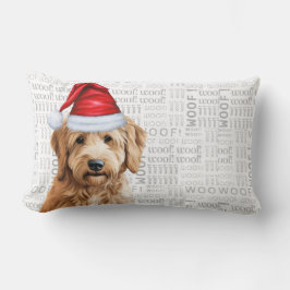 Hund über Weihnachten Goldendoodle in einem Hut Lendenkissen