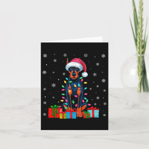 Hund Ugly Xmas Lights Santa Doberman Pinscher Dog  Karte