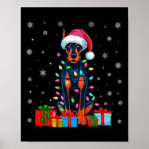 Hund Ugly Xmas Lights Santa Doberman Pinscher Dog  Poster
