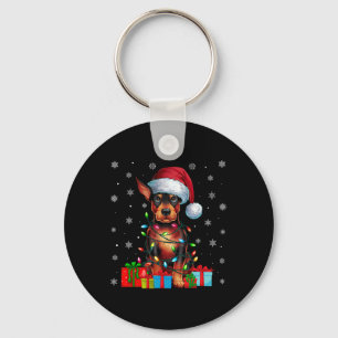Hund Ugly Xmas Lights Santa Miniature Pinscher Hun Schlüsselanhänger
